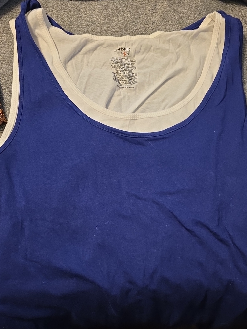 Danskin Now Cobalt Blue Tank with White Tank Under 2 Peices